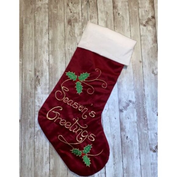 Set of 5 Gex Worldwide Embroidery Velvet Christmas Stockings, 22" Green Red Blue - Picture 2 of 7
